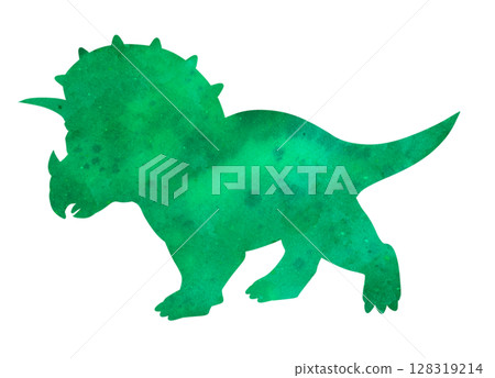 三角龍水彩剪影 128319214