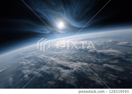 View of the exoplanet in a system with a planetary nebula 128319593