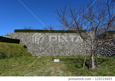 橫須賀城遺址:用河床的圓石砌成的石牆,在日本其他城堡中是罕見的。 橫須賀城遺址:用河床的圓石砌成的石牆,在日本其他城堡中是罕見的。 128319885
