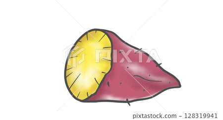Halved baked sweet potato 128319941