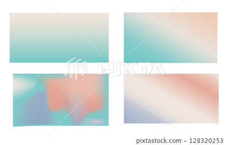 Set mint and peach colored background, blender mesh gradient background, delicate frozen bright sky, spring and summer paper 128320253