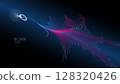 Big data visualization flow with neon red and blue lines 128320426