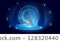 Futuristic digital financial dashboard with currency symbols 128320440