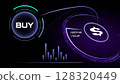 Futuristic buy interface glowing dollar sign with optimal value indicator 128320449