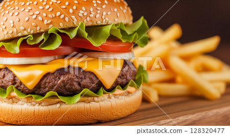 Juicy Burger, Cheeseburger, Fast Food, Delicious, Food Photography Juicy Burger, Cheeseburger, Fast Food, Delicious, Food Photography 128320477
