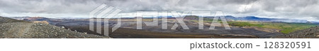 Panoramic view of Hverfjall crater Iceland 128320591