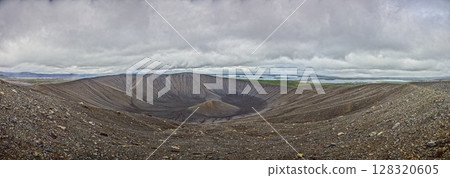 Hverfjall crater panoramic ridge Iceland 128320605