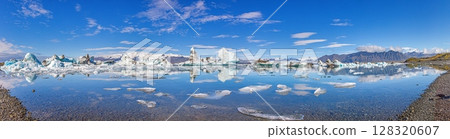 Jokulsarlon glacier lagoon with floating ice Iceland Jokulsarlon glacier lagoon with floating ice Iceland 128320607