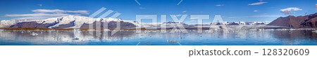 Wide glacier view at Jokulsarlon Iceland Wide glacier view at Jokulsarlon Iceland 128320609