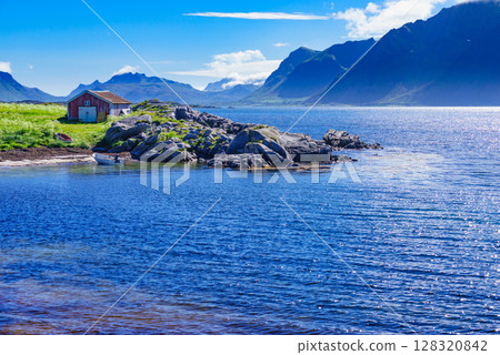 Seascape at Hovsund village Lofoten Norway 128320842