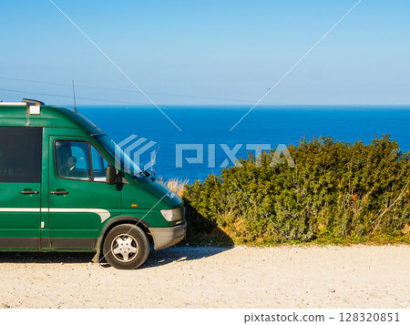 Camper car on Cape San Antonio, Spain Camper car on Cape San Antonio, Spain 128320851