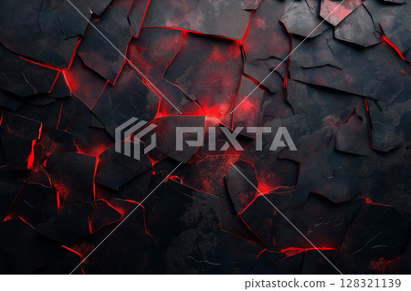 Abstract texture with cracked red pattern and dark background design art wall Abstract texture with cracked red pattern and dark background design art wall 128321139
