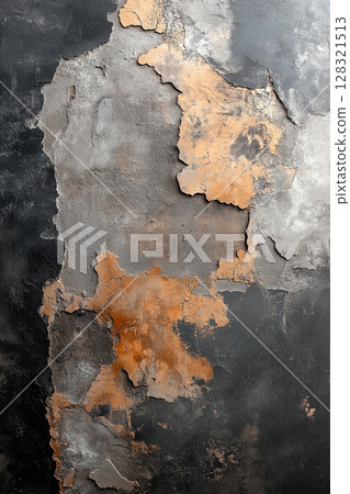 Abstract texture of a peeling wall with cracks and grunge background surface Abstract texture of a peeling wall with cracks and grunge background surface 128321513
