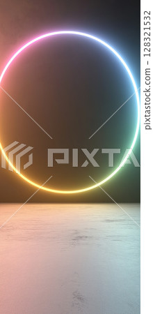 Neon circle creates a glowing, abstract background with colorful and modern artistic design. Neon circle creates a glowing, abstract background with colorful and modern artistic design. 128321532