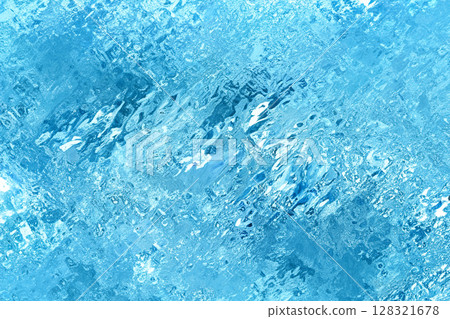 夏季涼爽的紋理背景：帶有霜凍和水滴的抽象冰面設計 128321678