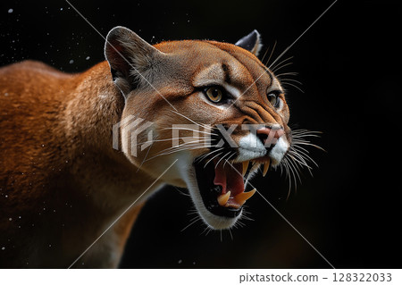 Majestic cougar in wildlife portrait showing powerful big cat with vibrant expression Majestic cougar in wildlife portrait showing powerful big cat with vibrant expression 128322033