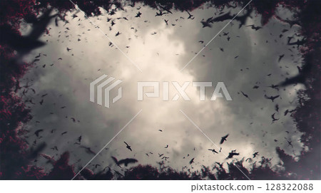 無數鳥兒在雲層間飛翔的場景，讓人感到恐懼和焦慮 128322088