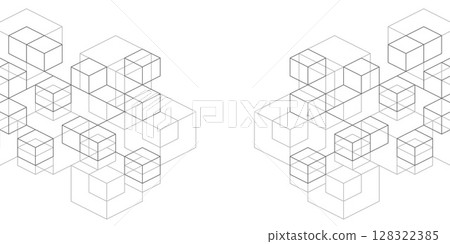 Geometric background from cubes.Technology background .Abstract lines.Vector illustration. Geometric background from cubes.Technology background .Abstract lines.Vector illustration. 128322385