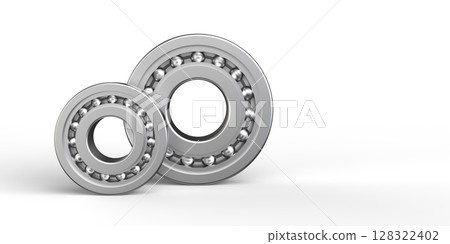 Bearing on white background.Iron balls.3d illustration. 128322402