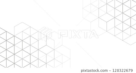 Isometric squares, cubes.White background of lines.Line art design.Vector illustration. 128322679