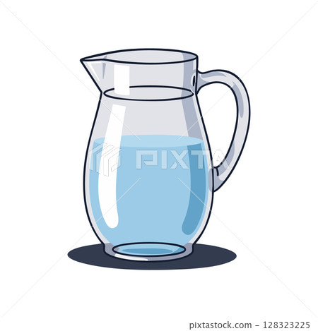 Glass pitcher filled with light blue water simple vector illustration clear container Glass pitcher filled with light blue water simple vector illustration clear container 128323225