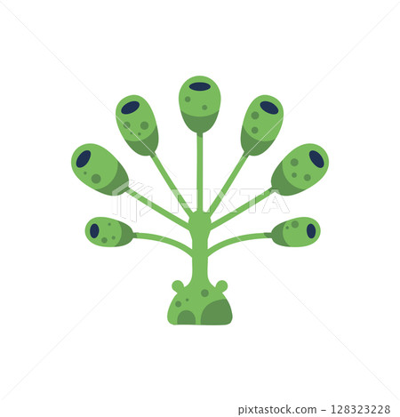 Abstract green alien plant with multiple pod-like structures vector illustration Abstract green alien plant with multiple pod-like structures vector illustration 128323228