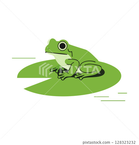 Green Frog Sitting on Lily Pad Vector Illustration in Simple Style Green Frog Sitting on Lily Pad Vector Illustration in Simple Style 128323232