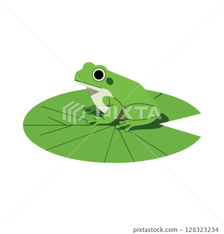 Green Frog Sitting on Lily Pad Vector Illustration in Simple Style Green Frog Sitting on Lily Pad Vector Illustration in Simple Style 128323234