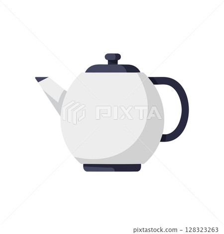 White and black kettle vector illustration with simple modern design for kitchen use 128323263