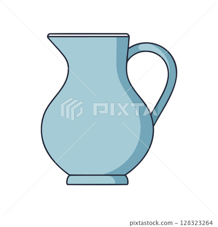 Blue ceramic pitcher with handle simple kitchenware vector illustration 128323264