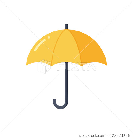 Yellow umbrella with curved handle vector illustration isolated on white background 128323266