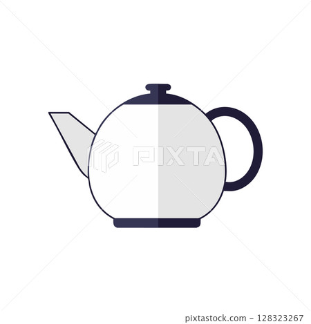 Teapot Vector Illustration with White and Dark Blue Colors Kitchenware Design 128323267