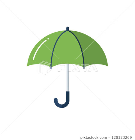 Green umbrella with navy handle vector illustration in flat style for weather protection 128323269
