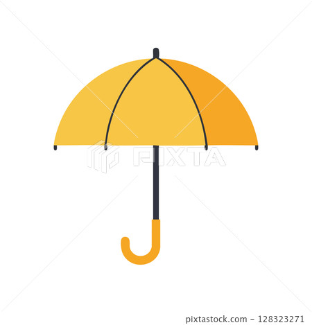 Yellow and orange umbrella vector illustration with black handle and frame Yellow and orange umbrella vector illustration with black handle and frame 128323271