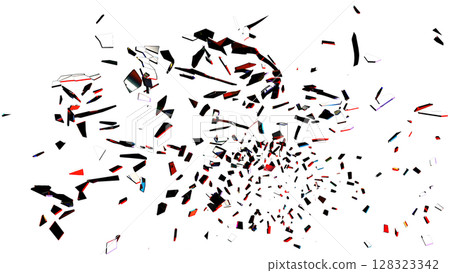 Shattered Glass Red Black White Pieces on Transparent 128323342