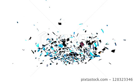 Blue and White Glass Fragments Shattered Transparent 128323346