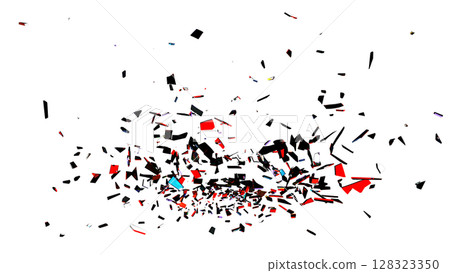 Red White Cyan Glass Shards on Transparent 128323350