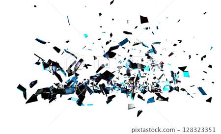 Large Cyan Black Glass Shards on Transparent 128323351