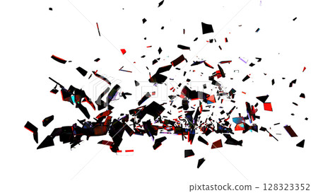 Red Black Glass Shards on Transparent 128323352