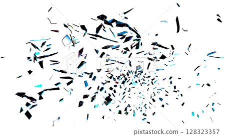 Cyan White Glass Shards on Transparent 128323357