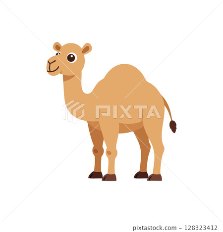 Camel animal cartoon vector illustration with simple design and brown colors Camel animal cartoon vector illustration with simple design and brown colors 128323412
