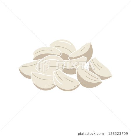 Garlic Cloves Pile Illustration with White and Beige Tones Vector Image 128323709