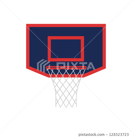 Basketball hoop backboard with red and navy blue colors vector illustration 128323723