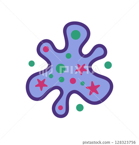 Abstract blue amoeba shape with colorful green and red dots vector illustration 128323756