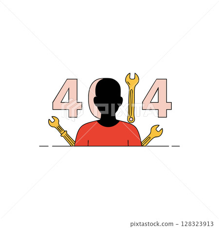 404 error page with silhouette and wrench tools vector illustration for website maintenance and error handling 404 error page with silhouette and wrench tools vector illustration for website maintenance and error handling 128323913