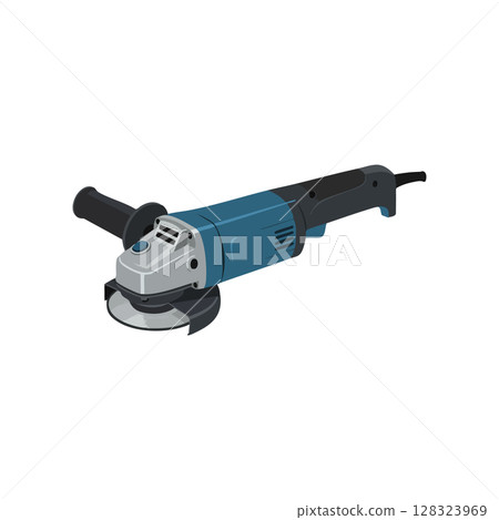 Electric angle grinder power tool for grinding and cutting tasks vector illustration 128323969