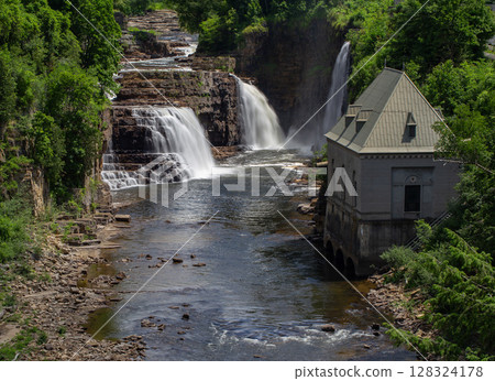 Rainbow Falls at Ausable Chasm in Upstate New York. Rainbow Falls at Ausable Chasm in Upstate New York. 128324178