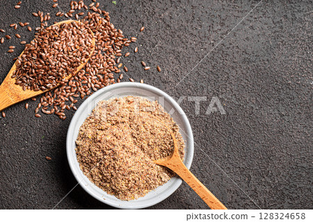 Flaxseed (linseed) whole and ground 128324658