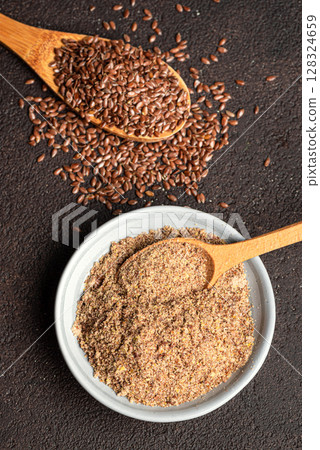 Flaxseed (linseed) whole and ground 128324659