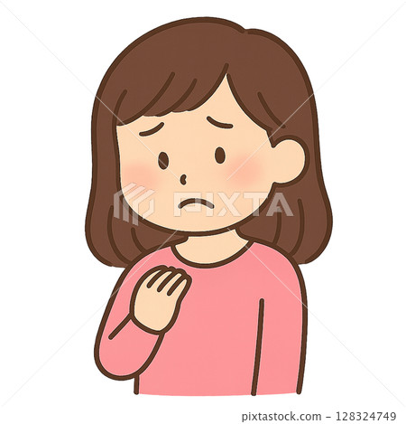 Illustration of a woman with an anxious expression 128324749